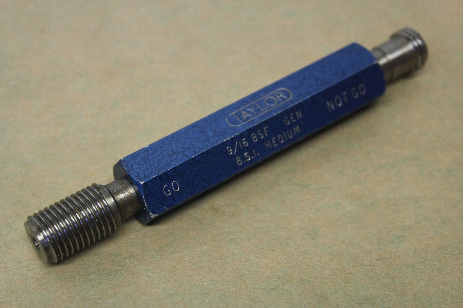 Taylor 9/16" x 16 BSF MED GO NOGO Screw Thread Plug Gauge ME1095