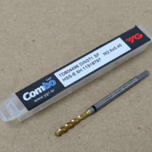 YG1 M2.6 x 0.45 Cobalt Spiral Flute TiN Coated Universal Machine Tap - TD804