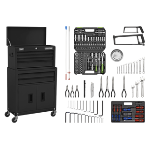 American PRO® Topchest & Rollcab Combination 6 Drawer with 170pc Tool Kit - Black