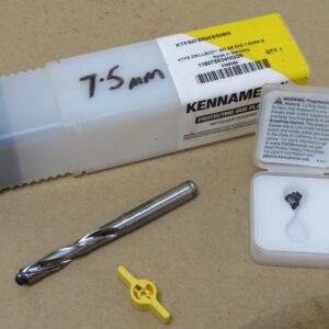 Kennametal 7.5mm 5xD KTFS Drill With 2 Inserts (1 New 1 USED) KenTIP